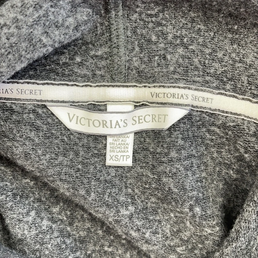 VICTORIA’S SECRET Black Pink Snowflake Cropped Hoodie Sweatshirt Size XS - Picture 7 of 10